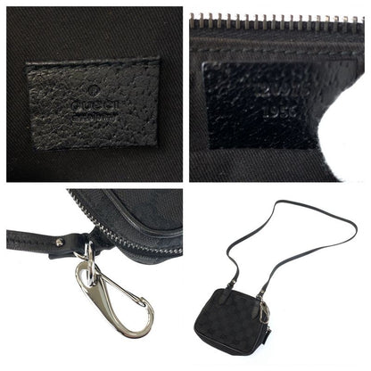 Gucci Black Silver GG Canvas Leather Shoulder Bag Pochette