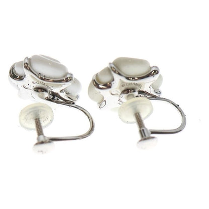 Chanel Camellia Chalcedony Earrings White