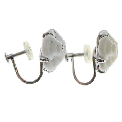 Chanel Camellia Chalcedony Earrings White