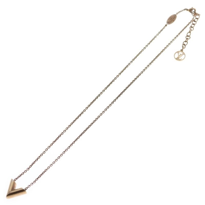 Louis Vuitton Essential Necklace Pendant Chain Pink Gold