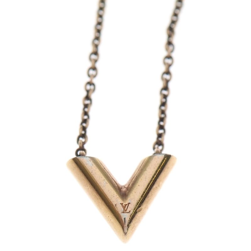 Louis Vuitton Essential Necklace Pendant Chain Pink Gold