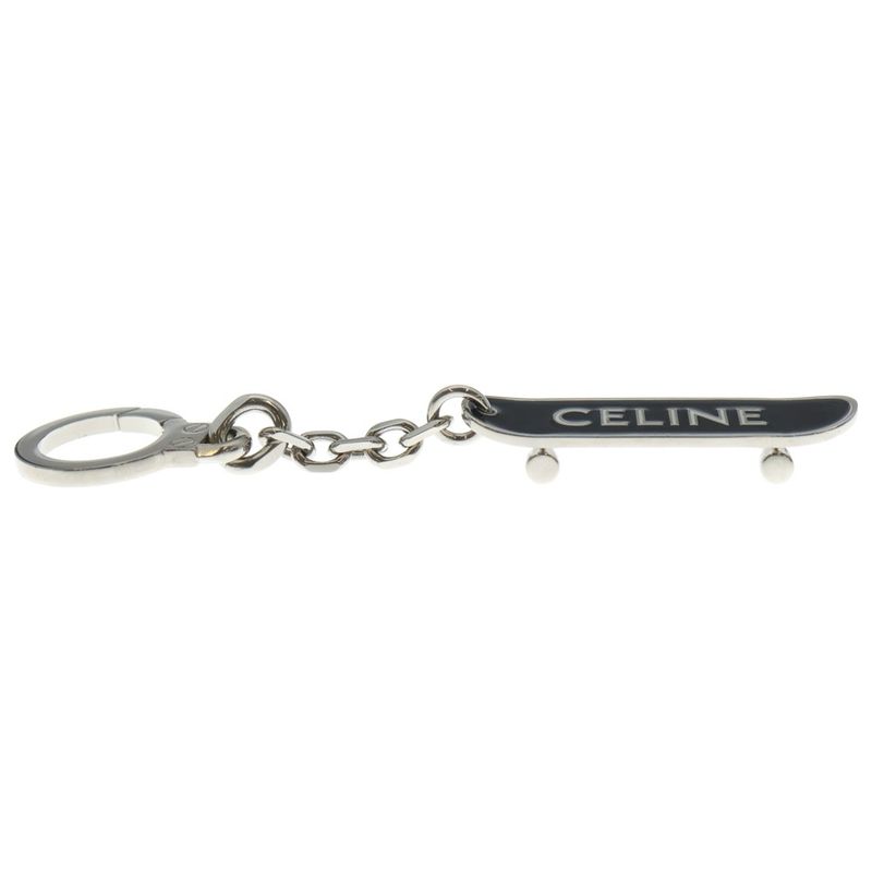 Celine Skateboard Bag Charm Key Ring Key Holder Black Silver