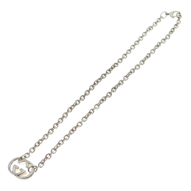 Gucci Interlocking Necklace Pendant Chain Silver