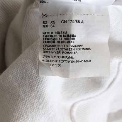 Prada Triangle Embossed Logo Pullover Sweatshirt Hoodie White