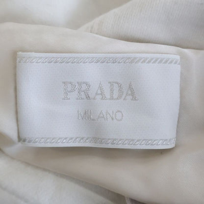 Prada Triangle Embossed Logo Pullover Sweatshirt Hoodie White