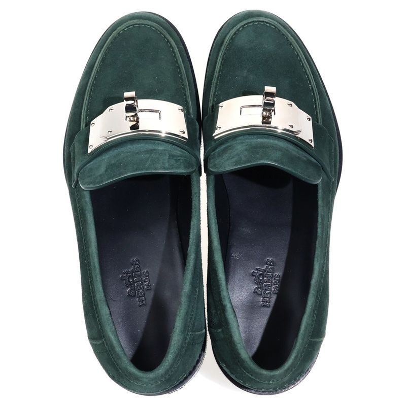Hermes Hot Kelly Buckle Loafers Suede Shoes