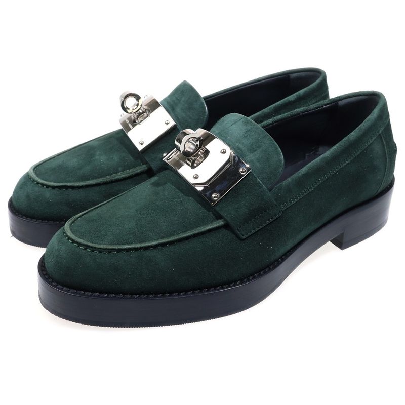 Hermes Hot Kelly Buckle Loafers Suede Shoes
