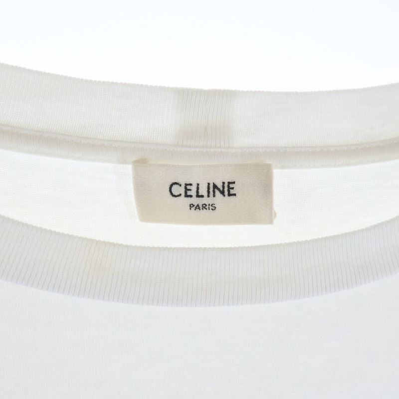 Celine Logo Print Short Sleeve T-Shirt White