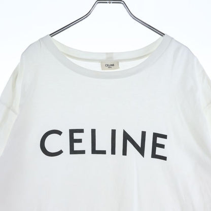 Celine Logo Print Short Sleeve T-Shirt White