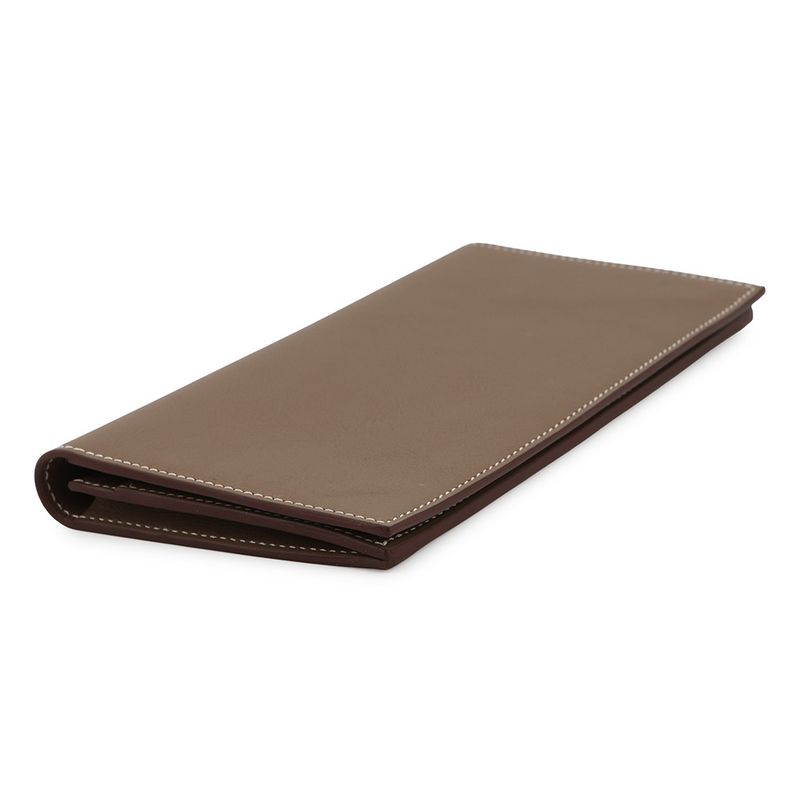 Hermes Bifold Wallet Citizen Twill Long Etoupe Silver Swift