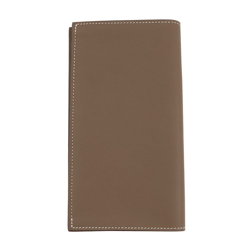 Hermes Bifold Wallet Citizen Twill Long Etoupe Silver Swift