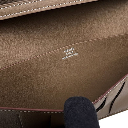 Hermes Bifold Wallet Citizen Twill Long Etoupe Silver Swift