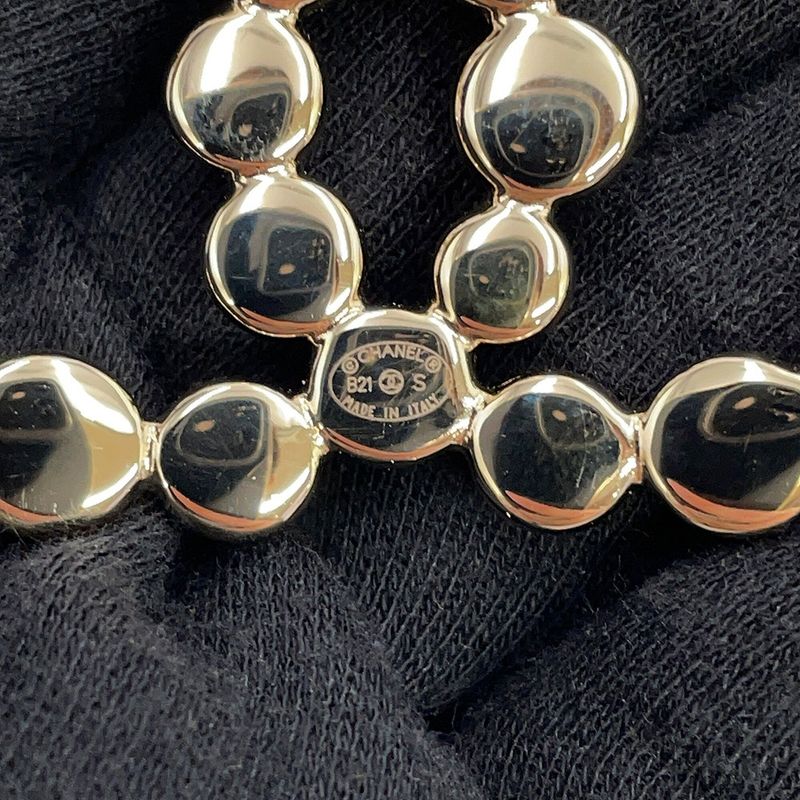 Chanel Hair Clip CC Logo Barrette Metal Champagne
