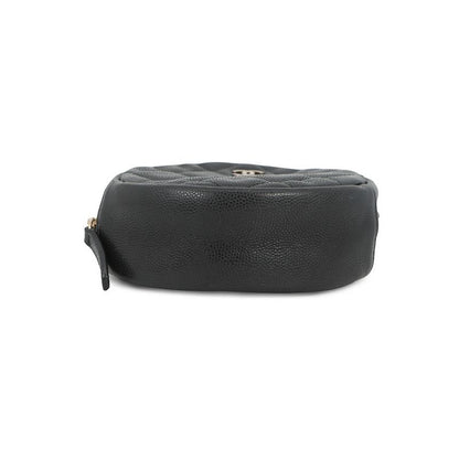 Chanel Chain Shoulder Bag Quilted CC Logo Round Caviar Leather