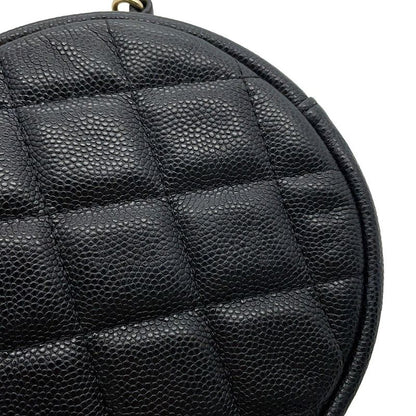 Chanel Chain Shoulder Bag Quilted CC Logo Round Caviar Leather