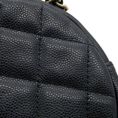 Chanel Chain Shoulder Bag Quilted CC Logo Round Caviar Leather