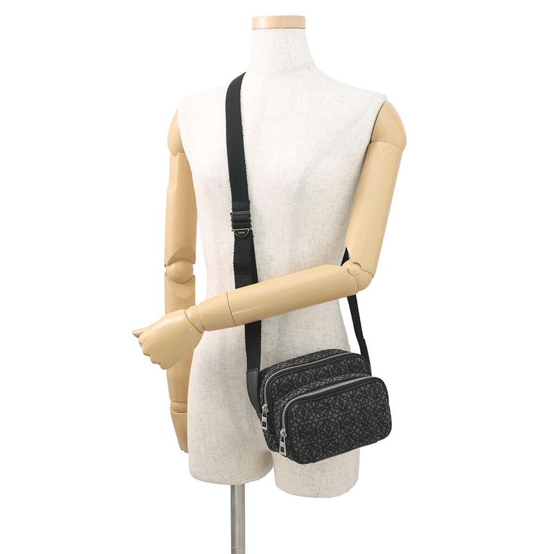 Loewe Shoulder Bag Repeat Anagram Mini Pochette Canvas Chaco Le Grey-black