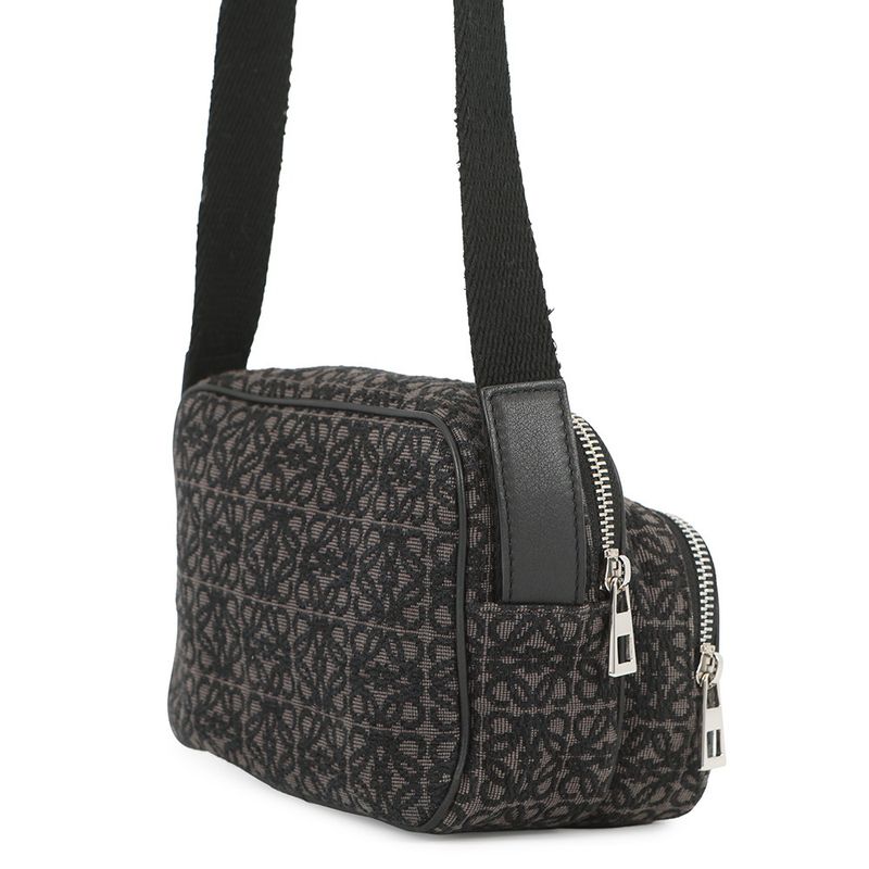 Loewe Shoulder Bag Repeat Anagram Mini Pochette Canvas Chaco Le Grey-black