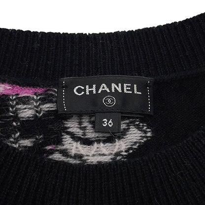 Chanel Knit CC Logo Sweater 36 Top Black Black Multicolor