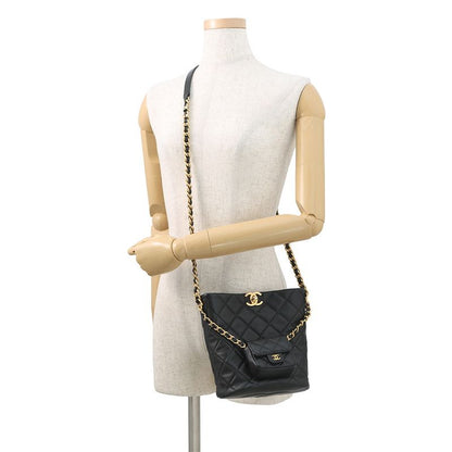 Chanel Chain Shoulder Bag Bucket CC Logo Quilted Lambskin