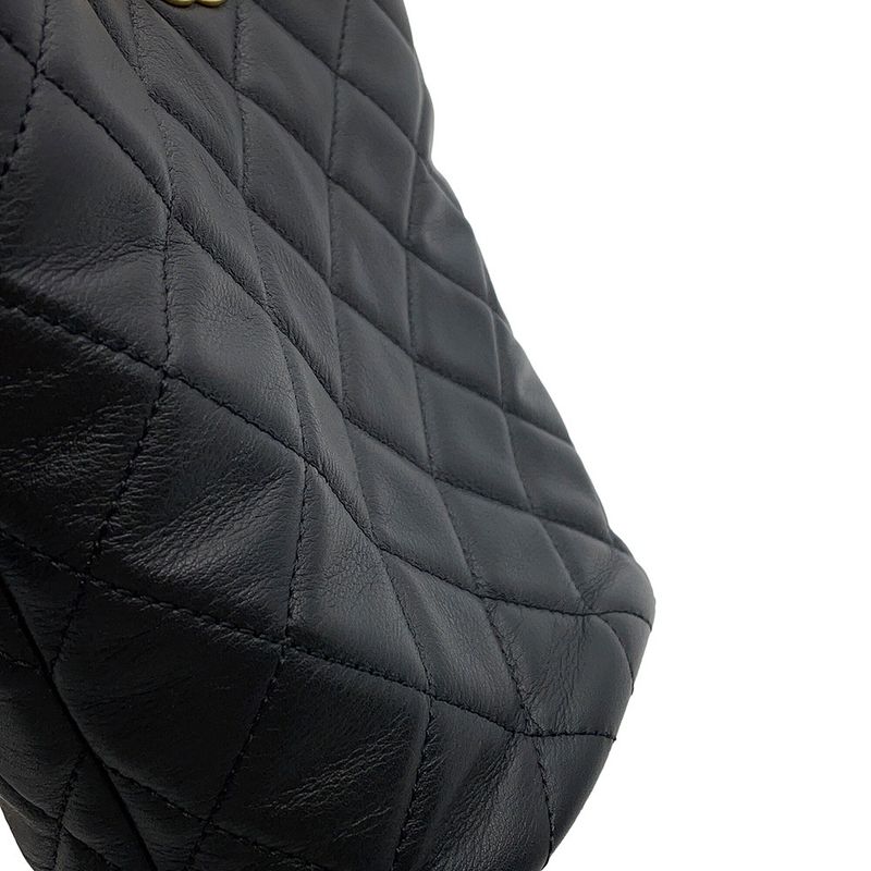 Chanel Chain Shoulder Bag Bucket CC Logo Quilted Lambskin
