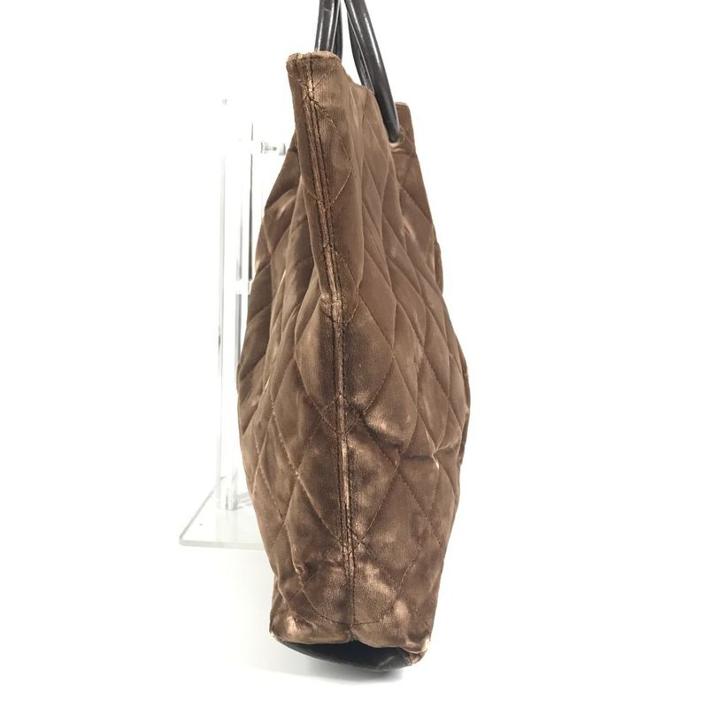 Chanel Handbag CC Logo Quilted Velour Brown