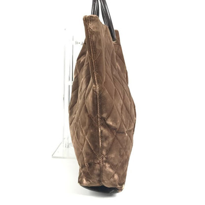 Chanel Handbag CC Logo Quilted Velour Brown