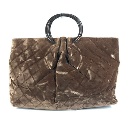 Chanel Handbag CC Logo Quilted Velour Brown