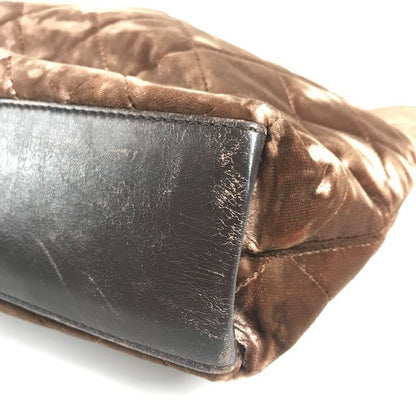 Chanel Handbag CC Logo Quilted Velour Brown