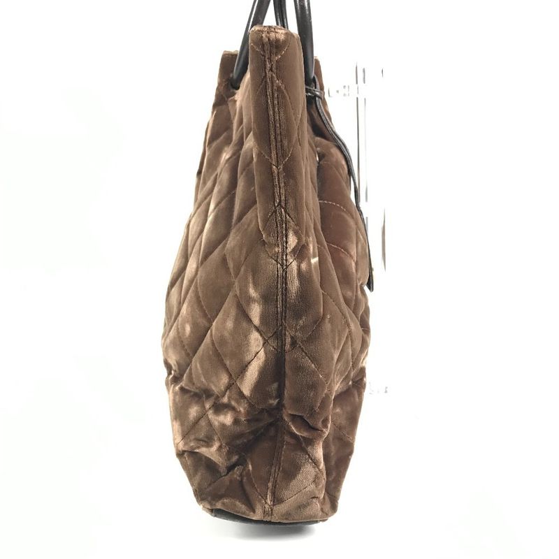 Chanel Handbag CC Logo Quilted Velour Brown