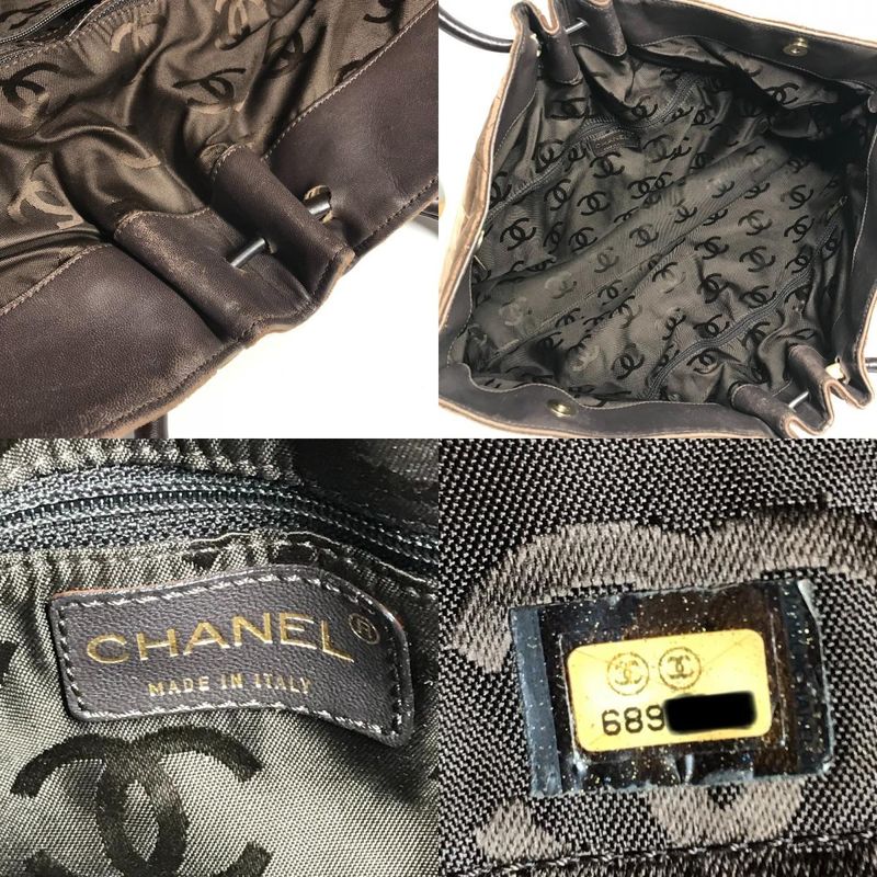 Chanel Handbag CC Logo Quilted Velour Brown