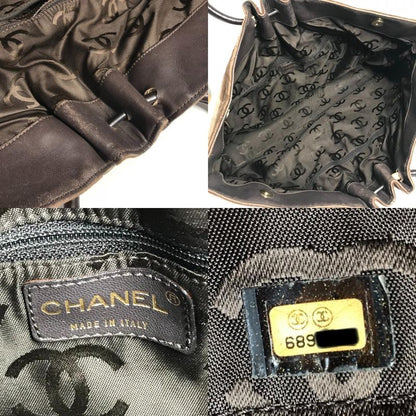 Chanel Handbag CC Logo Quilted Velour Brown