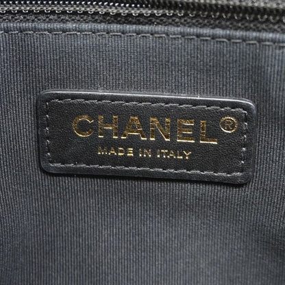 Chanel Shoulder Bag Quilted Leather White Gold