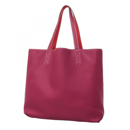 Hermes Tote Double Sens Taurillon Clemence Ruby Bougainvillea