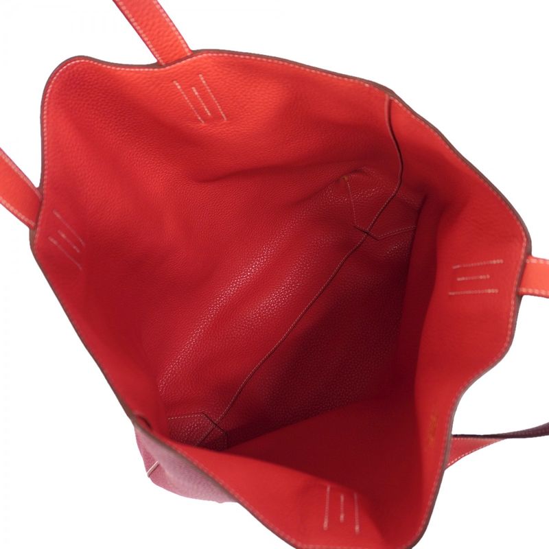 Hermes Tote Double Sens Taurillon Clemence Ruby Bougainvillea