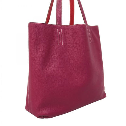 Hermes Tote Double Sens Taurillon Clemence Ruby Bougainvillea