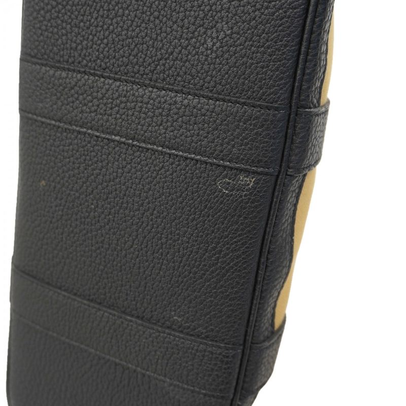 Hermes Tote Garden Party TPM Toile Military Beige Black Silver W