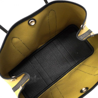 Hermes Tote Garden Party TPM Toile Military Beige Black Silver W