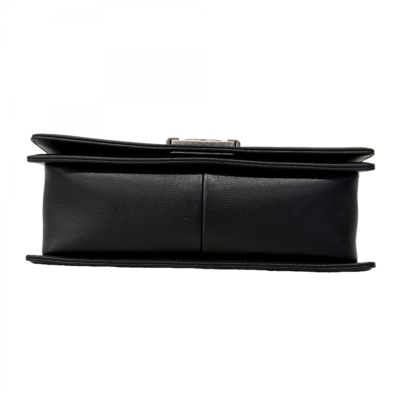 Chanel Shoulder Bag Boy Caviar Leather Black Silver