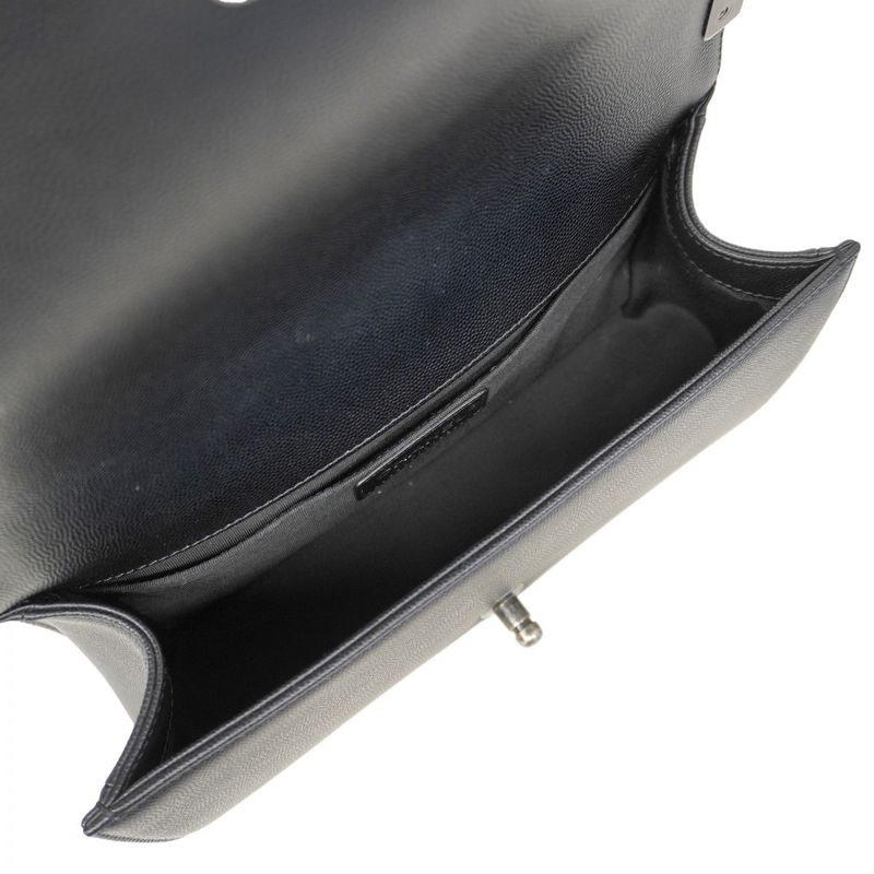 Chanel Shoulder Bag Boy Caviar Leather Black Silver