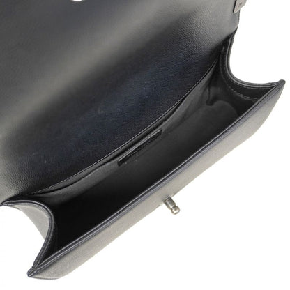 Chanel Shoulder Bag Boy Caviar Leather Black Silver