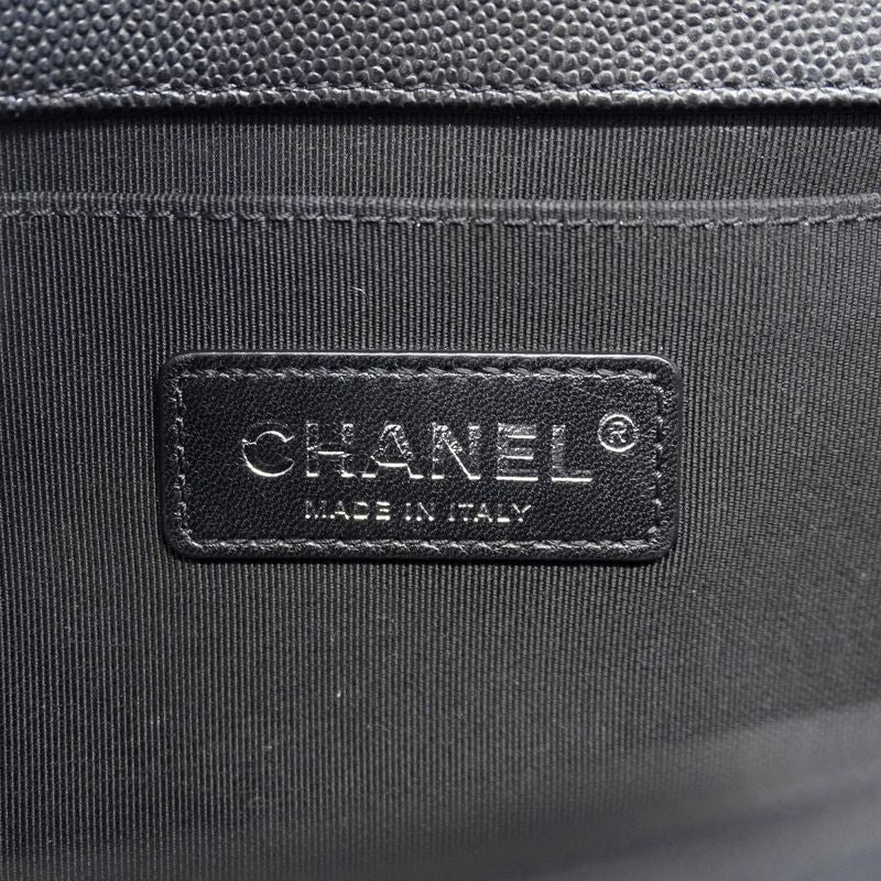 Chanel Shoulder Bag Boy Caviar Leather Black Silver