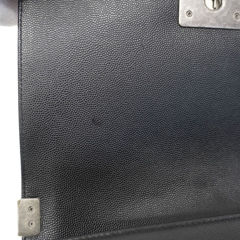 Chanel Shoulder Bag Boy Caviar Leather Black Silver