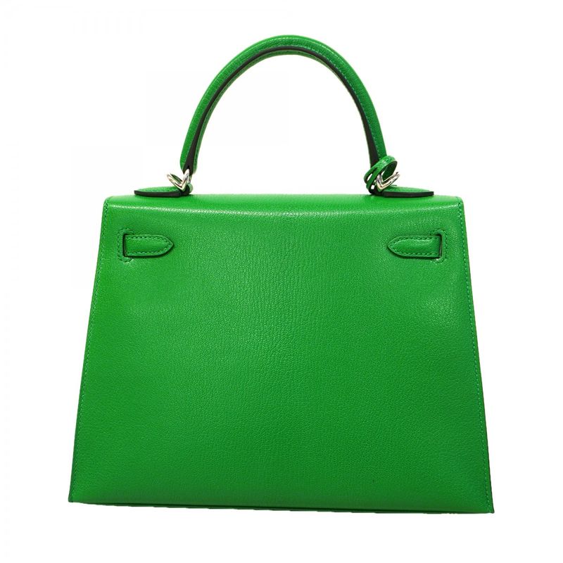 Hermes Handbag Kelly 25 Chevre Bamboo Silver 2-Way Bag