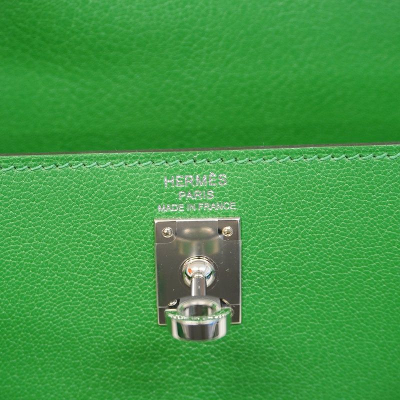 Hermes Handbag Kelly 25 Chevre Bamboo Silver 2-Way Bag
