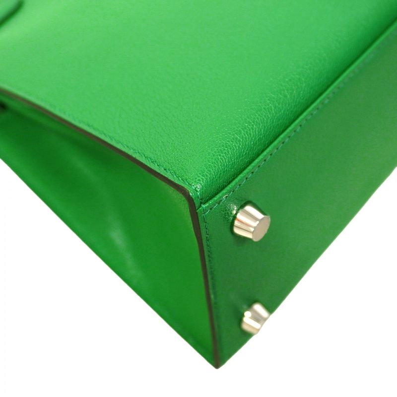 Hermes Handbag Kelly 25 Chevre Bamboo Silver 2-Way Bag