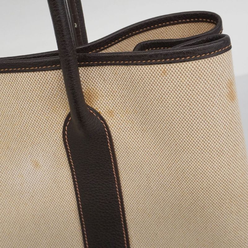 Hermes Tote Garden Party PM Toile Ash Brown Silver