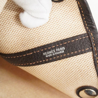 Hermes Tote Garden Party PM Toile Ash Brown Silver