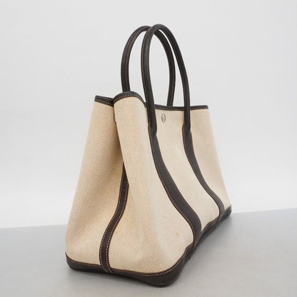 Hermes Tote Garden Party PM Toile Ash Brown Silver