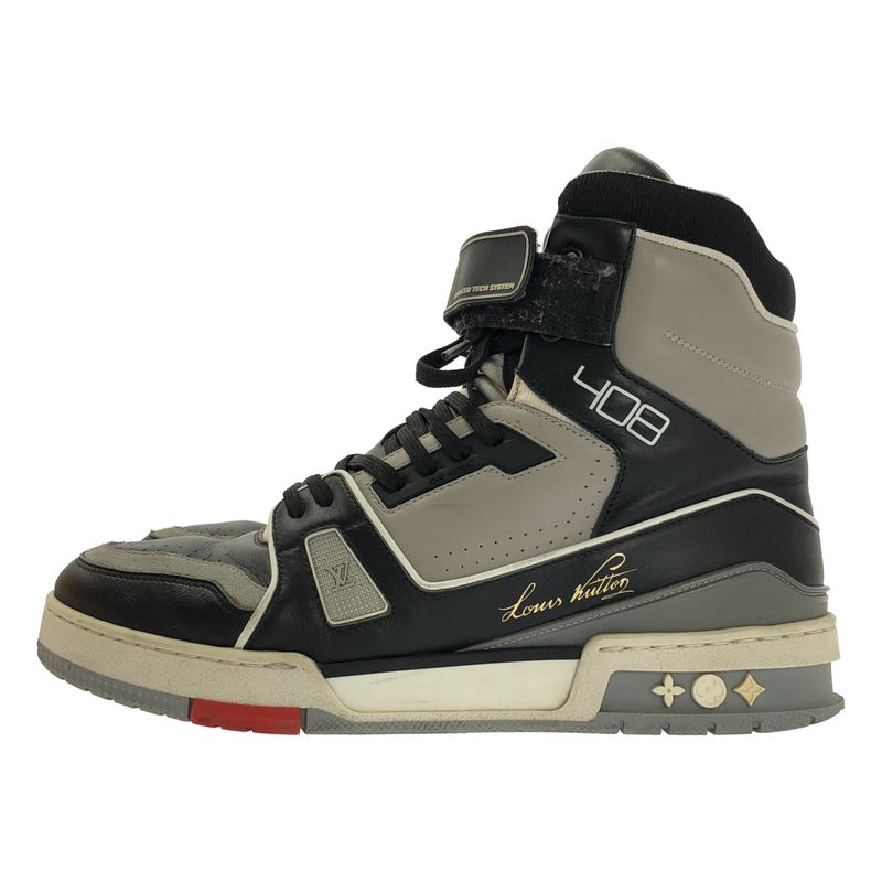Louis Vuitton LV Trainer Leather High Cut Sneakers 7.5 Black Gray